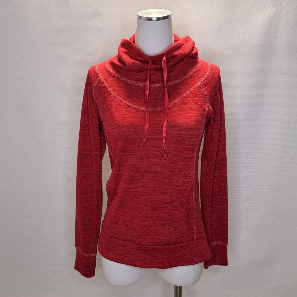 Kuhl Pullover Sweatshirt Womens Small Red Cowl Neck Thumbholes Pocket Hiking
